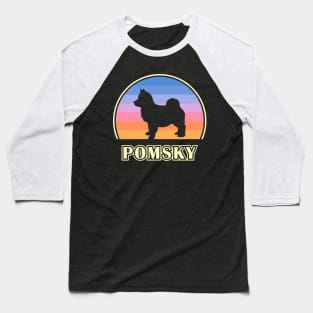 Pomsky Vintage Sunset Dog Baseball T-Shirt